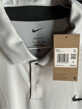 Nike Dri-FIT Men’s Golf Shirt - Light Gray with Black Accents XXL NWT